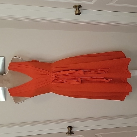 J Crew, Size 4 Elinor Dress, Orange / Reddish Poppy Color.  Sleeveless. EUC! - Picture 1 of 15